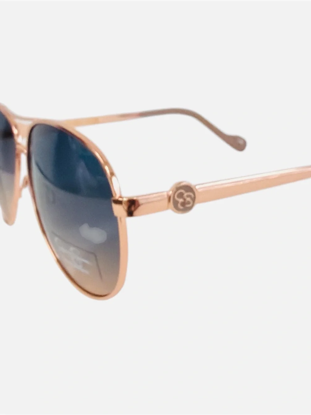 Jessica Simpson J5596 Classic Metal Aviator Sunglasses Rose Gold/Blue